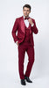 Mens Burgundy Wedding Tuxedo Suit – Paisley Three Piece Formal Suit Set with Shawl Lapel for Groom, Prom