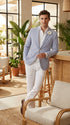 Mens Blue Seersucker Blazer – Lightweight Striped Summer Sport Coat Casual Smart Formal Jacket