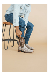 Dan Post Men's Brutus Python Snakeskin Square Toe Boots - Natural