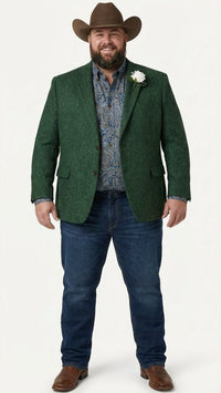 Men’s Green Western Blazer Jacket – Classic Cowboy Style Sport Coat for Wedding, Party and Formal Events
