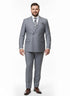 Mens Grey Tone on Tone Double-Breasted Suit – Classic Slim Fit 2 Piece Formal Business Gray Shadow Stripe