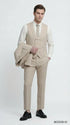 Mens Sand Beige 3 Piece Suit – Double breasted Vest Formal Suit Set  and Dress Pants in Champaign Natural Summer Color