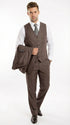 Men’s Brown Sharkskin 3 Piece Suit – Textured Two Button Vested Business Formal Suit for Wedding, Party Wear Vested