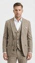 Men’s Light Beige Herringbone Tweed Suit with Vest – Classic Three Piece Formal Suit, Vintage Business Wedding Outfit, Elegant Smart Casual Wear