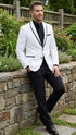Men’s White Blazer with Black Trim | Wedding and Party Formal Blazer Jacket - White Tuxedo Prom Jacket