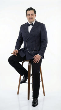 Men’s Black Pinstripe Blazer Gomez Addams Inspired Jacket – Vintage Double Breasted Formal Blazer, Classic Party Costume Wear, Elegant Evening