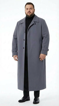 Men’s Full-Length Charcoal Grey Overcoat – Premium Microfiber Blend Long Dress Coat for Winter and Formal Wear in Gray Color