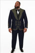 Men’s Navy Tuxedo with Gold Embroidery – Slim Fit Formal Dinner Jacket with Shawl Lapel