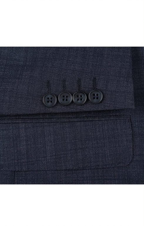 Wool Blend Regular Fit Suit 2 Piece Suit 2 Button in Navy