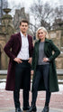 Men’s Burgundy Long Coat – Classic Fit Wool Blend Overcoat - Topcoat Full length