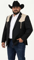 Men’s Black & Bone Tan Western Blazer – Cowboy Sport Coat with Suede Yoke for Rodeo, Ranch & Country Wear