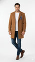 Men’s Camel Brown Wool Top Coat – Classic Long Overcoat for Formal and Casual Wear in rust copper