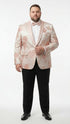 Men’s Pink Blush Floral Jacquard Blazer with Embellished Shawl Lapel – Luxury Party and Wedding Wear Jacket