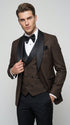 Men’s Chocolate Brown Tuxedo Suit – 3 Piece Shawl Lapel Wedding, Prom and Formal Dinner Tuxedo