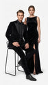 Men’s Black Velvet Tuxedo Suit – Peak Lapel Wedding, Prom and Formal Evening Velvet Pants