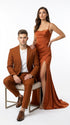 Men’s Burnt Orange Modern Fit Suit – Slim Fit Wedding, Prom and Formal 2-Piece Suit Copper Brick Color