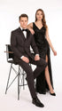 Men’s Black Shadow Pinstripe Double-Breasted Tuxedo Tone on Tone Formal Wedding  Suit Modern Fit 1920s Style