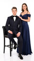 Men’s Navy Blue Double-Breasted Tuxedo – Tone-on-Tone Shadow Pinstripe Formal Wedding and Prom Suit