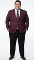 Men’s Burgundy Check Blazer – Windowpane Plaid blazer in Maroon Wine Color