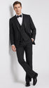 Men’s Black Boot Cut 3-Piece Tuxedo Suit – Peak Lapel Wedding, Prom and Formal Suit 1970s Style