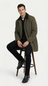 Mens Olive Brown Trench Coat Raincoat – Classic Water Resistant Long Coat with Zip and Button Closure for Business, Travel and Everyday Outerwear