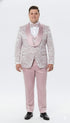 Men’s Light Pink Dusty Rose -  Floral Tuxedo Suit – Luxury Satin Shawl Lapel 3-Piece Formal Wedding and Prom Suit in Blush Mauve color