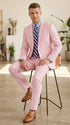 Men’s Pink Seersucker 2 Piece Suit, Lightweight Summer Dress Suit for Weddings, Prom, Parties, and Special Occasions