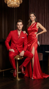 Men’s Red Double Breasted Suit – Peak Lapel Wedding, Prom & Formal Party Suit