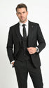Men’s Black Tonal Shadow Pinstripe Vested Suit – 3 Piece Classic Fit Formal Wedding & Business Suit By Vitali