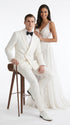 Men’s Ivory Double-Breasted Tuxedo – Vintage Wedding, Prom and Black-Tie Formal Suit off white cream