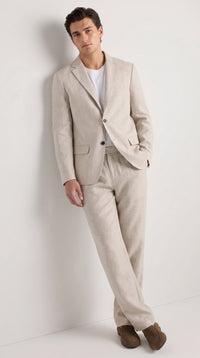 Men’s Informal Summer Suit, Light Beige Casual Linen Style Blazer and Pants Set