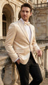 Men’s Champagne Tuxedo Dinner Jacket – Satin Finish Formal Wedding Prom Blazer and Bowtie included