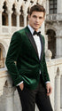 Men’s Olive Green Velvet Tuxedo Dinner Jacket – Black Satin Peak Lapel Formal Prom Wedding Blazer