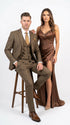 Men's Great Gatsby Brown Checker Plaid Texture 3-Piece Suit – Classic Fit Business, Wedding & Formal Suit Set - Victorian style 1920s