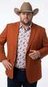 Men’s Rust Cowboy Western Blazer – Copper Brick  Color Two Button Sport Coat Peak Lapel Modern Fit