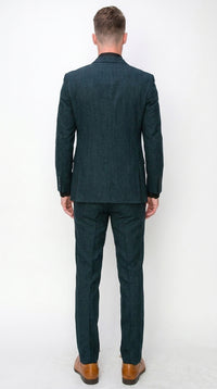 Men’s Teal Green 3 Piece Suit – Modern Two Button Suit with Matching Vest & Pants