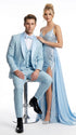 Men’s Powder Blue 3-Piece Tuxedo – Light Blue Wedding & Prom Suit with Vest in Light Blue Sky Color