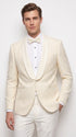 Men’s Ivory Off White Jacquard Dinner Jacket – Cream Tuxedo Blazer for Weddings & Formal Events + Bowtie included