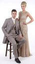 Men’s Light Kahki Sand 3-Piece Suit – Six-Button Jacket with Double-Breasted Vest and Pleated Pants Tan Color