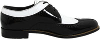 Mens 1920s Gangster Wingtip Dress Shoes - Black and White