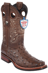 Wild West Botas de Avestruz Horma Rodeo Brown