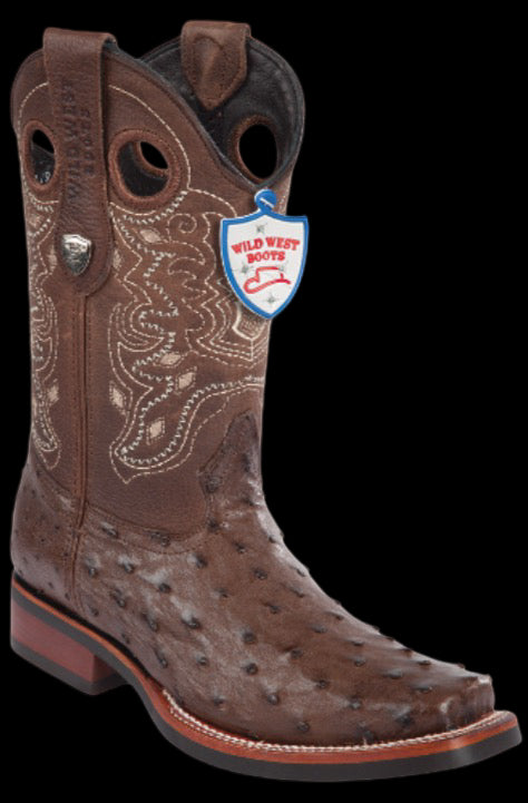 Wild West Botas de Avestruz Horma Rodeo Brown