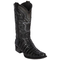 Men’s Brown Caiman Crocodile Tail Cowboy Boots with European Toe, Exotic Western Dress Boots