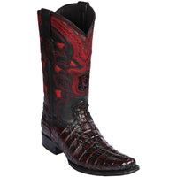 Men’s Brown Caiman Crocodile Tail Cowboy Boots with European Toe, Exotic Western Dress Boots