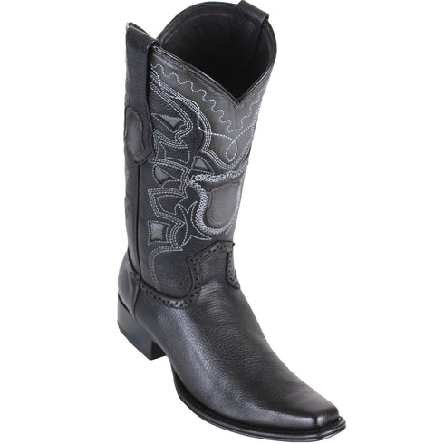 Black European square toe cowboy boot