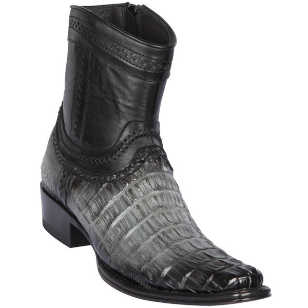 Mens Grey Ankle Caiman Tail Boots