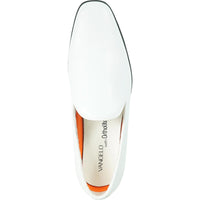 Bravo Mens Classic Plain Toe Slip on Loafer Dress Shoe in White