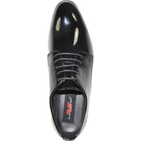 Bravo Mens Classic Plain Toe Shiny Patent Tuxedo Oxford Dress Shoe in Black
