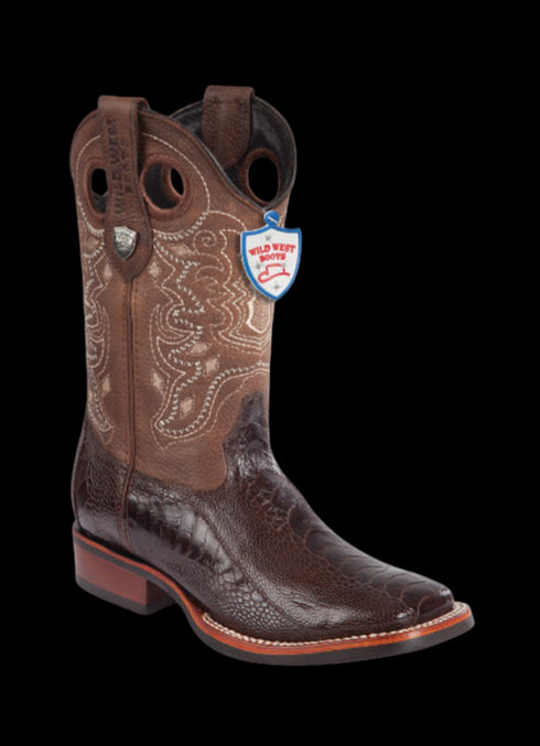 Wild West Botas de Pata de Avestruz Horma Square Toe Brown