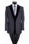 Mens Vested 2 Button Suit with Black Velvet Collar and Vest in Black
